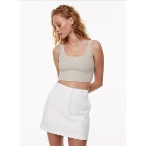 Babaton Sculpt Knit Square Neck Cropped Tank Matte Pearl Size 2XL Essential